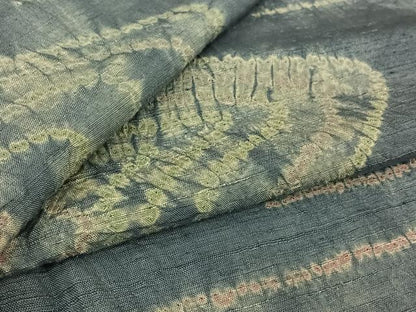 平和屋着物▽上質な紬　単衣　総絞り　幾何学文様　正絹　逸品　AABL6764jh