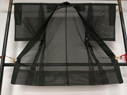平和屋着物▽男性　長羽織　スリーシーズン　春夏秋　塵除け　黒地　正絹　逸品　AABL6772jh
