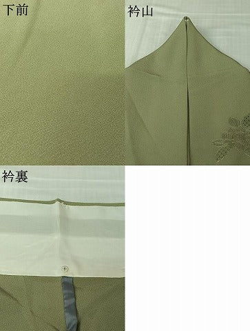 平和屋着物▽訪問着　単衣　中国三大刺繍　スワトウ刺繍　汕頭刺繍　総刺繍　花鳥文　暈し染め　金糸　正絹　逸品　AABL6773jh