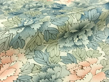 平和屋着物▽上質な小紋　単衣　草花文　正絹　逸品　AABL6775jh