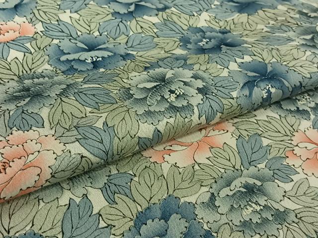 平和屋着物▽上質な小紋　単衣　草花文　正絹　逸品　AABL6775jh