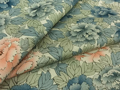 平和屋着物▽上質な小紋　単衣　草花文　正絹　逸品　AABL6775jh