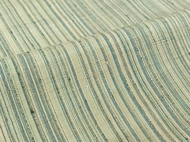 平和屋着物▽上質な紬 　単衣　縞 　正絹　逸品　未使用　AABL6778jh