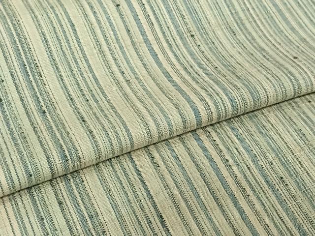 平和屋着物▽上質な紬 　単衣　縞 　正絹　逸品　未使用　AABL6778jh