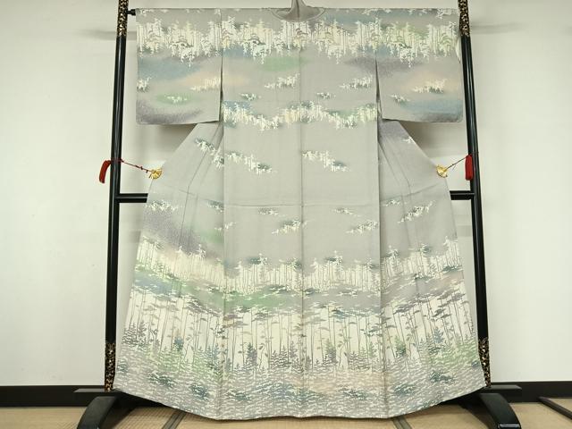平和屋着物▽訪問着　単衣　樹林文　暈し染め　正絹　逸品　未使用　AABL6785jh