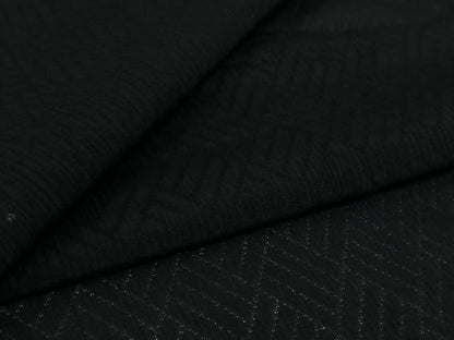 平和屋着物▽長羽織　スリーシーズン　春夏秋　塵除け　幾何学文様　黒地　正絹　逸品　AABL6786jh