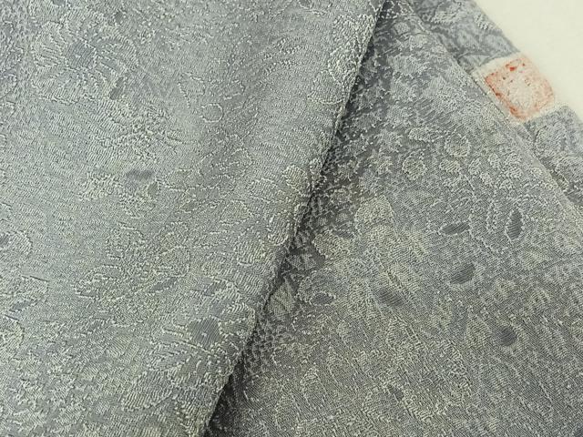 平和屋着物▽お召　単衣　作家物　草花地紋　淡藤色　正絹　逸品　AABL6789jh