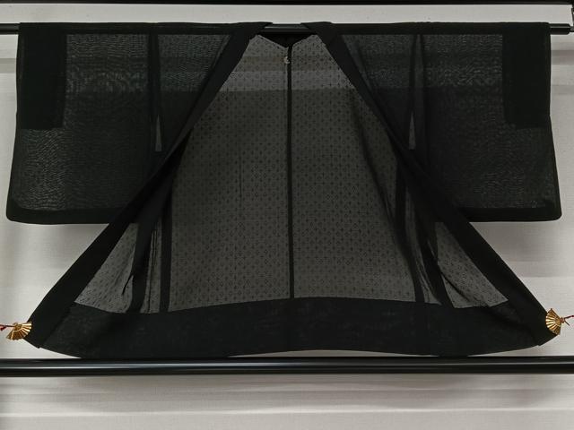 平和屋着物▽羽織　スリーシーズン　春夏秋　塵除け　幾何学文様　黒地　正絹　逸品　AABL6796jh