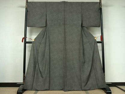 平和屋着物▽江戸小紋　単衣　鮫小紋柄　黒地　正絹　逸品　AABL6798jh