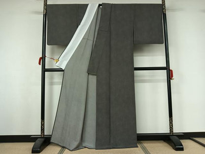 平和屋着物▽江戸小紋　単衣　鮫小紋柄　黒地　正絹　逸品　AABL6798jh