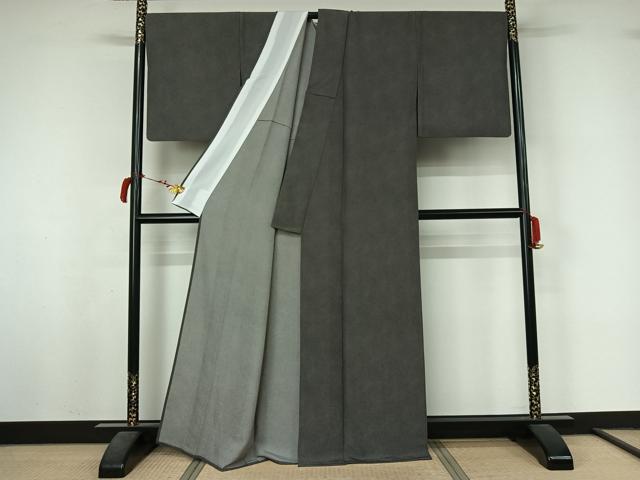 平和屋着物▽江戸小紋　単衣　鮫小紋柄　黒地　正絹　逸品　AABL6798jh