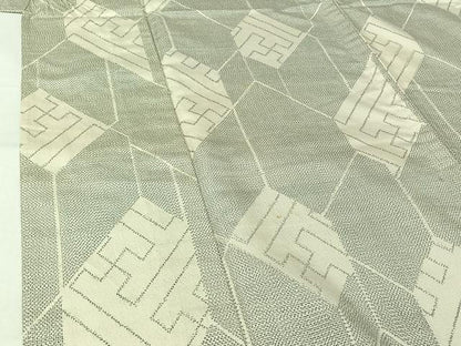 平和屋着物▽上質な紬　単衣　紗綾形文　正絹　逸品　AABL6799jh