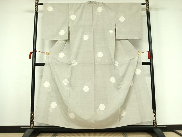 平和屋着物▽本塩沢　単衣　雪輪文　正絹　逸品　AABL6800jh