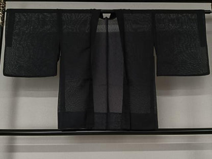 平和屋着物▽羽織　スリーシーズン　春夏秋　塵除け　霞文　黒地　洗える着物　AABL6801jh