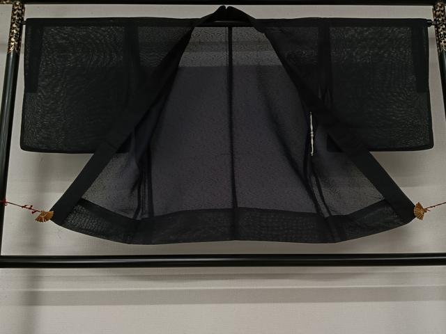 平和屋着物▽羽織　スリーシーズン　春夏秋　塵除け　霞文　黒地　洗える着物　AABL6801jh