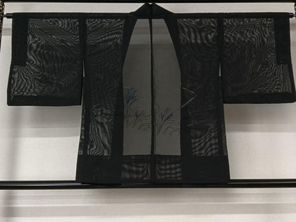 平和屋着物▽羽織　スリーシーズン　春夏秋　塵除け　刺繍　薄　黒地　銀糸　洗える着物　AABL6804jh