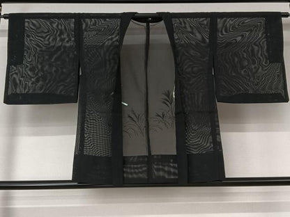 平和屋着物▽羽織　スリーシーズン　春夏秋　塵除け　刺繍　薄　黒地　銀糸　洗える着物　AABL6804jh