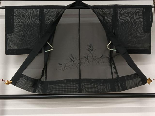 平和屋着物▽羽織　スリーシーズン　春夏秋　塵除け　刺繍　薄　黒地　銀糸　洗える着物　AABL6804jh