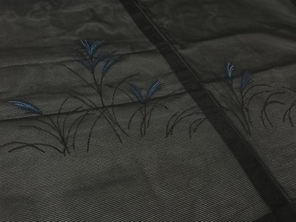 平和屋着物▽羽織　スリーシーズン　春夏秋　塵除け　刺繍　薄　黒地　銀糸　洗える着物　AABL6804jh