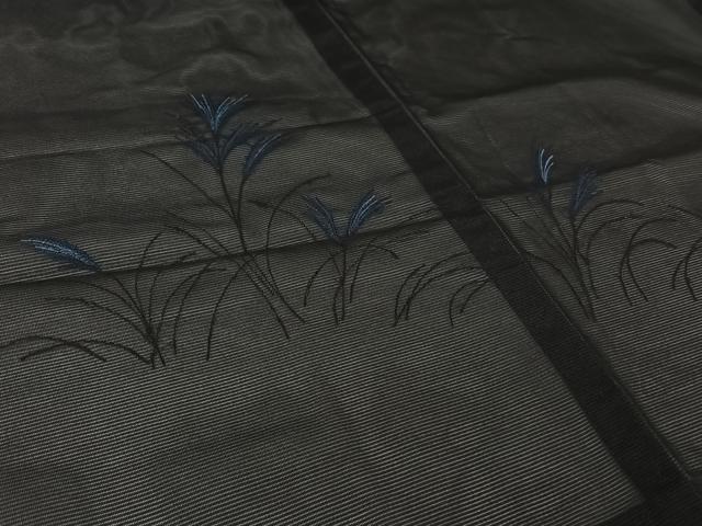 平和屋着物▽羽織　スリーシーズン　春夏秋　塵除け　刺繍　薄　黒地　銀糸　洗える着物　AABL6804jh