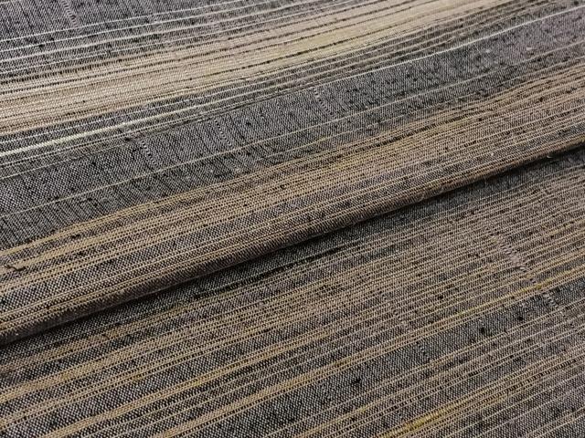 平和屋着物▽上質な紬　単衣　横段文　正絹　逸品　AABL6811jh