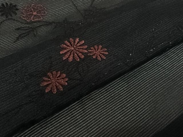 平和屋着物▽羽織　スリーシーズン　春夏秋　塵除け　刺繍　流水花文　黒地　洗える着物　AABL6813jh