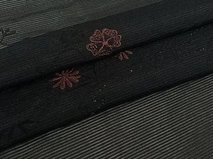 平和屋着物▽羽織　スリーシーズン　春夏秋　塵除け　刺繍　流水花文　黒地　洗える着物　AABL6813jh