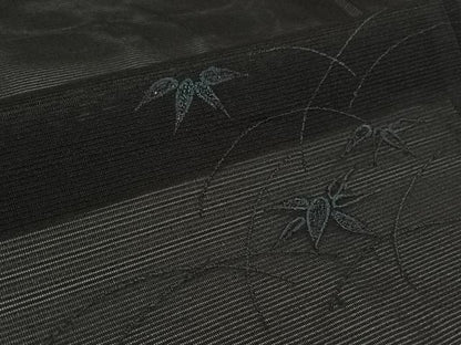 平和屋着物▽羽織　スリーシーズン　春夏秋　塵除け　笹の葉芝文　黒地　洗える着物　AABL6816jh