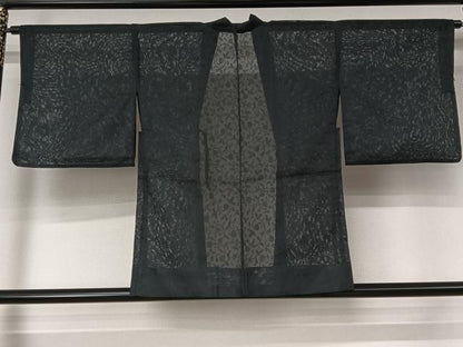 平和屋着物▽羽織　スリーシーズン　春夏秋　塵除け　花唐草文　黒地　洗える着物　AABL6817jh