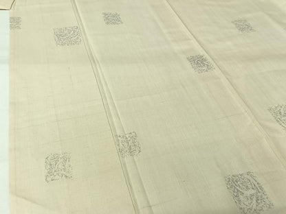 平和屋着物▽上質な小紋　単衣　紬地　色紙文　正絹　逸品　AABL6822jh