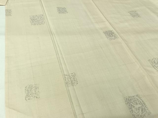 平和屋着物▽上質な小紋　単衣　紬地　色紙文　正絹　逸品　AABL6822jh