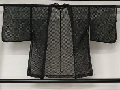 平和屋着物▽羽織　スリーシーズン　春夏秋　塵除け　幾何学文様　黒地　AABL6828jh