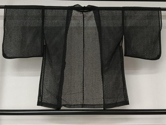 平和屋着物▽羽織　スリーシーズン　春夏秋　塵除け　幾何学文様　黒地　AABL6828jh