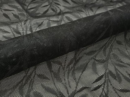 平和屋着物▽羽織　スリーシーズン　春夏秋　塵除け　草葉文　黒地　AABL6831jh