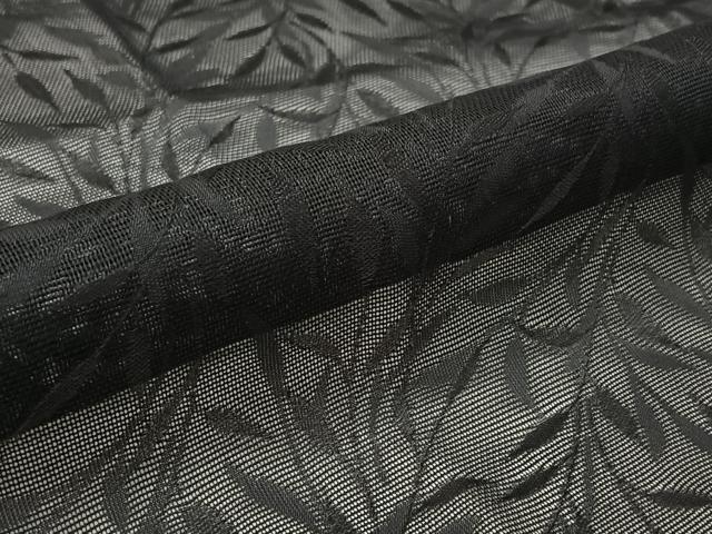 平和屋着物▽羽織　スリーシーズン　春夏秋　塵除け　草葉文　黒地　AABL6831jh