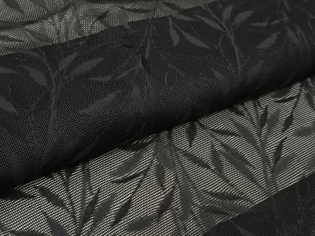 平和屋着物▽羽織　スリーシーズン　春夏秋　塵除け　草葉文　黒地　AABL6831jh