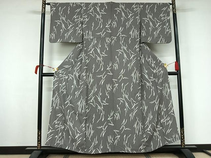 平和屋着物▽上質な小紋　単衣　幾何学文様　正絹　逸品　AABL6839jh