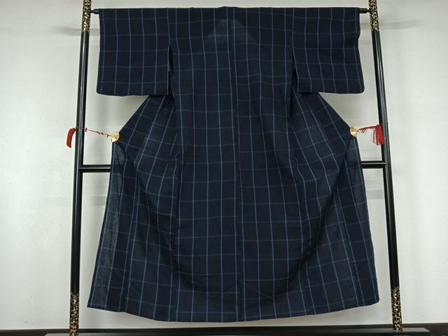 平和屋着物▽小紋　単衣　格子　AABL6840jh
