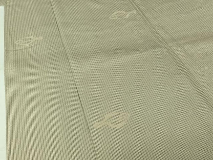 平和屋着物▽お召　塩沢絣　単衣　魚　証紙付き　正絹　逸品　AABL6844jh