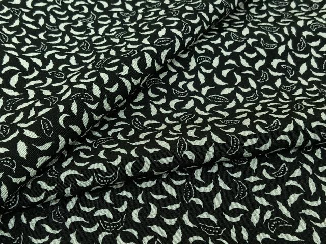 平和屋着物▽上質な小紋　単衣　舞葉文　黒地　正絹　逸品　AABL6849jh