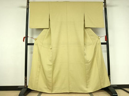 平和屋着物▽色無地　単衣　唐草地紋　砥粉色　洗える着物　AABL6850jh