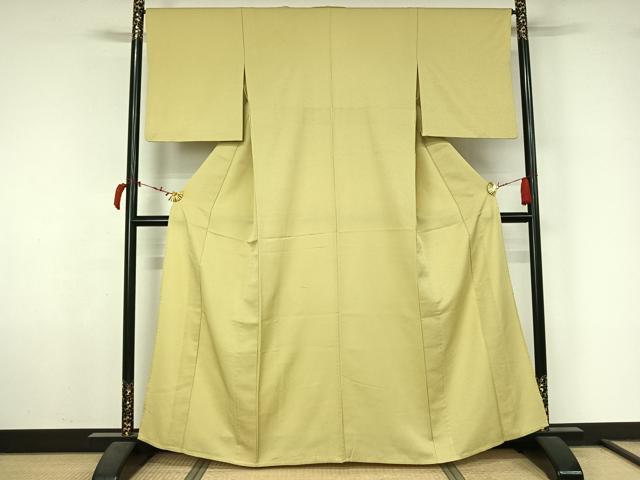 平和屋着物▽色無地　単衣　唐草地紋　砥粉色　洗える着物　AABL6850jh