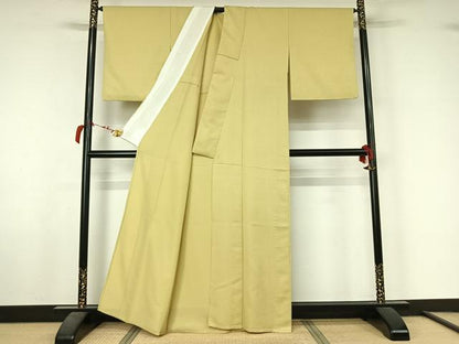 平和屋着物▽色無地　単衣　唐草地紋　砥粉色　洗える着物　AABL6850jh