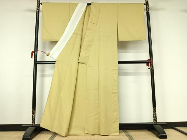 平和屋着物▽色無地　単衣　唐草地紋　砥粉色　洗える着物　AABL6850jh