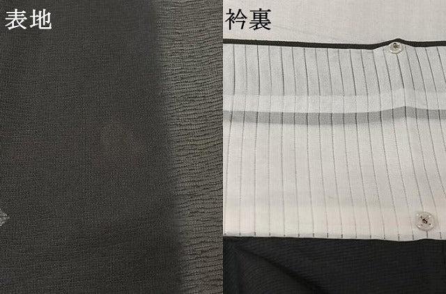 平和屋着物▽訪問着　無双　紗袷　紗×絽　幾何学文様　銀彩　正絹　逸品　AABL6852jh
