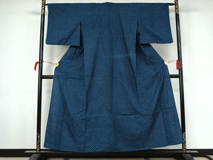 平和屋着物▽小紋　単衣　幾何学文様　綿　AABL6854jh