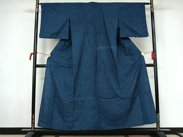 平和屋着物▽小紋　単衣　幾何学文様　綿　AABL6854jh