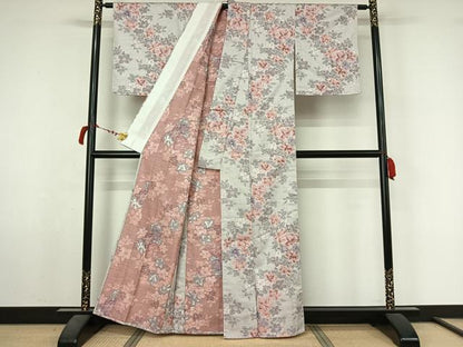平和屋着物▽小紋　単衣　草花文　AABL6862jh