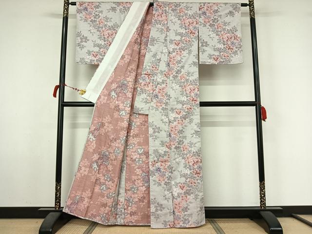 平和屋着物▽小紋　単衣　草花文　AABL6862jh