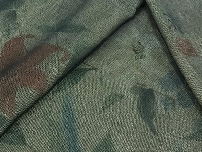 平和屋着物▽山口芳雄　訪問着　無双　紗袷　紗×絽　手描き　草花文　さが美扱い　正絹　逸品　AABL6866jh